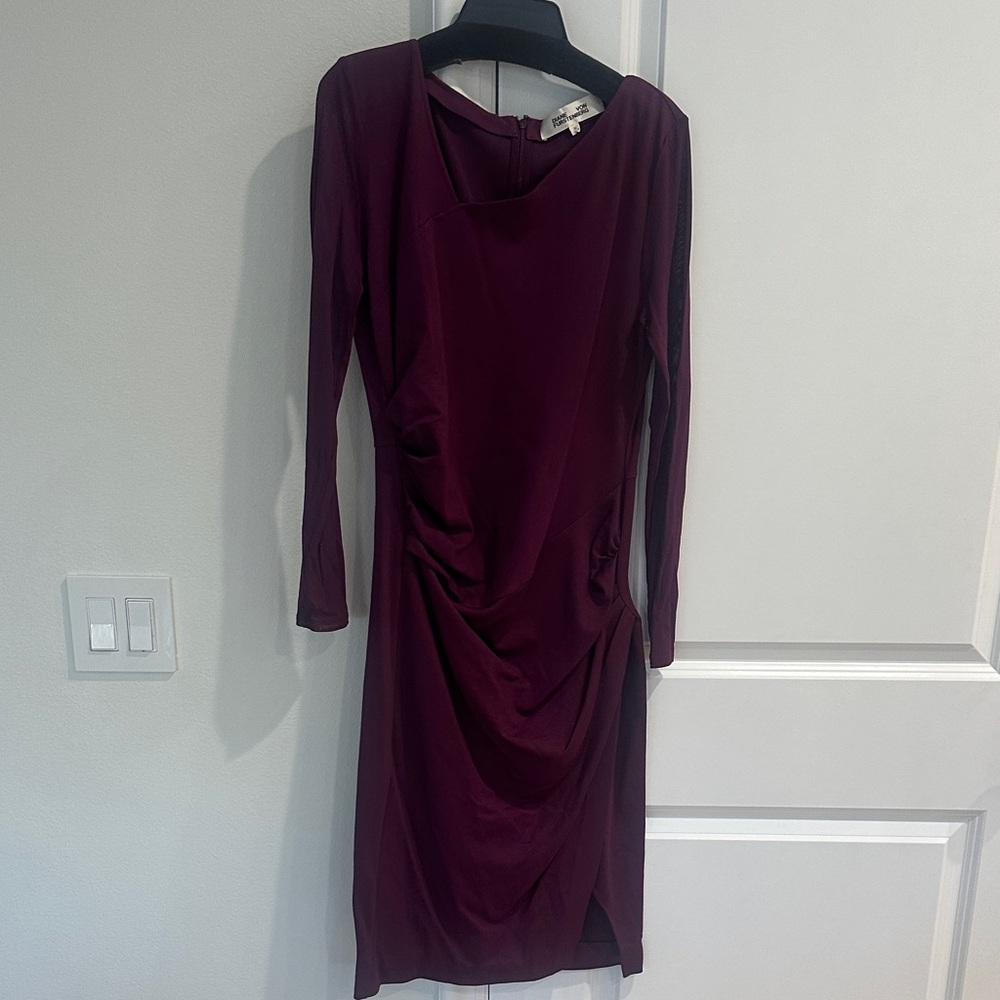 Diane Von Furstenberg Rich Purple Long Sleeve Dress